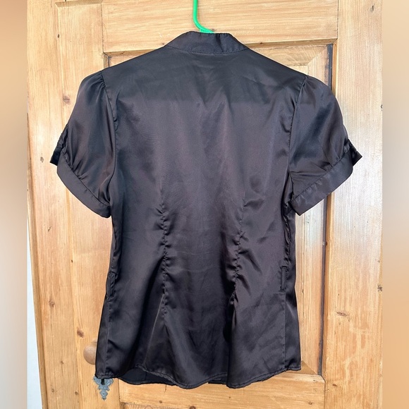 A Byer Vintage Brown Silky Fitted Blouse Size XS/S Whimsigoth Preppy Fairy Y2K - Picture 2 of 11
